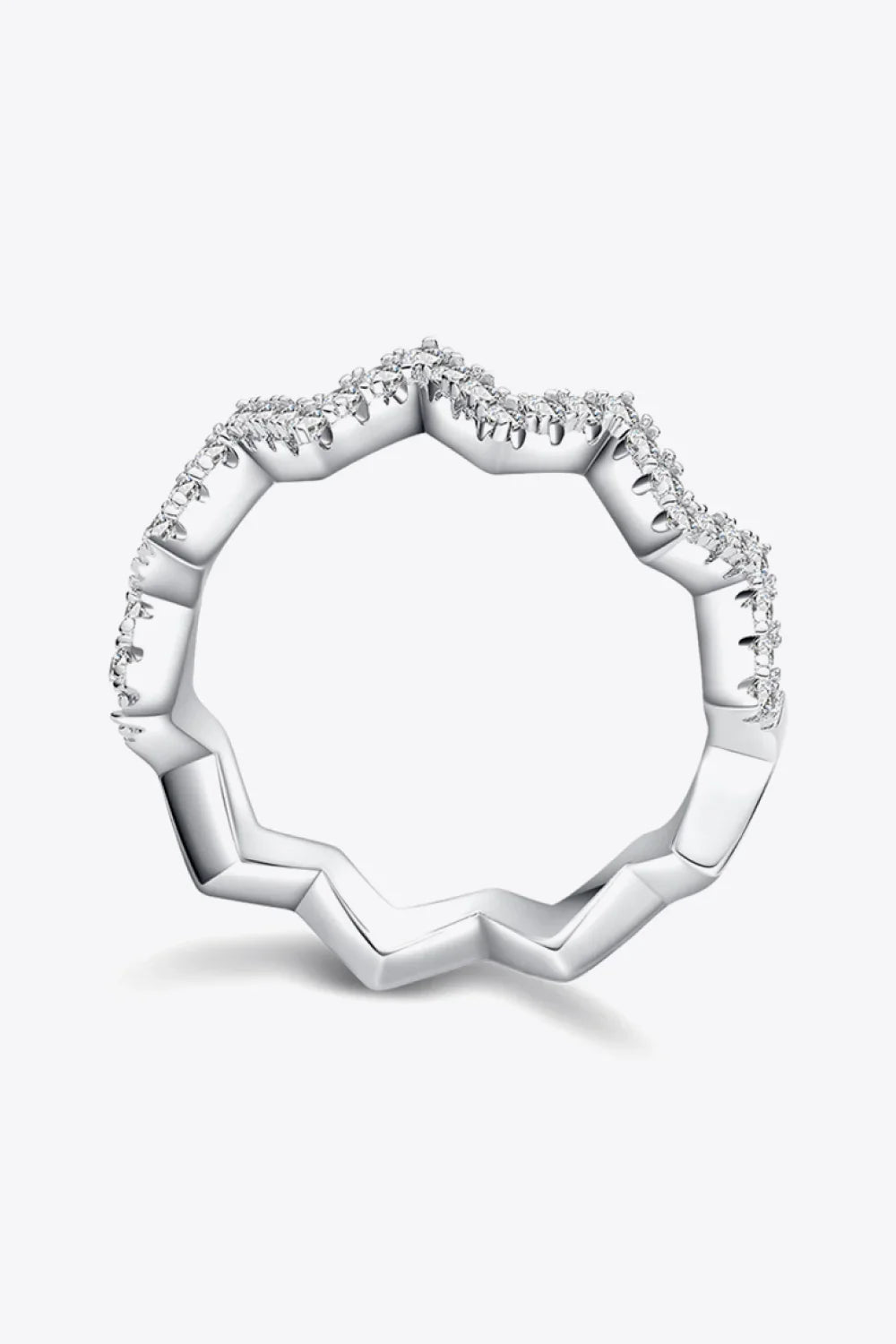 Moissanite Wavy Band Ring In Sterling Silver - Southern Shores Clothing