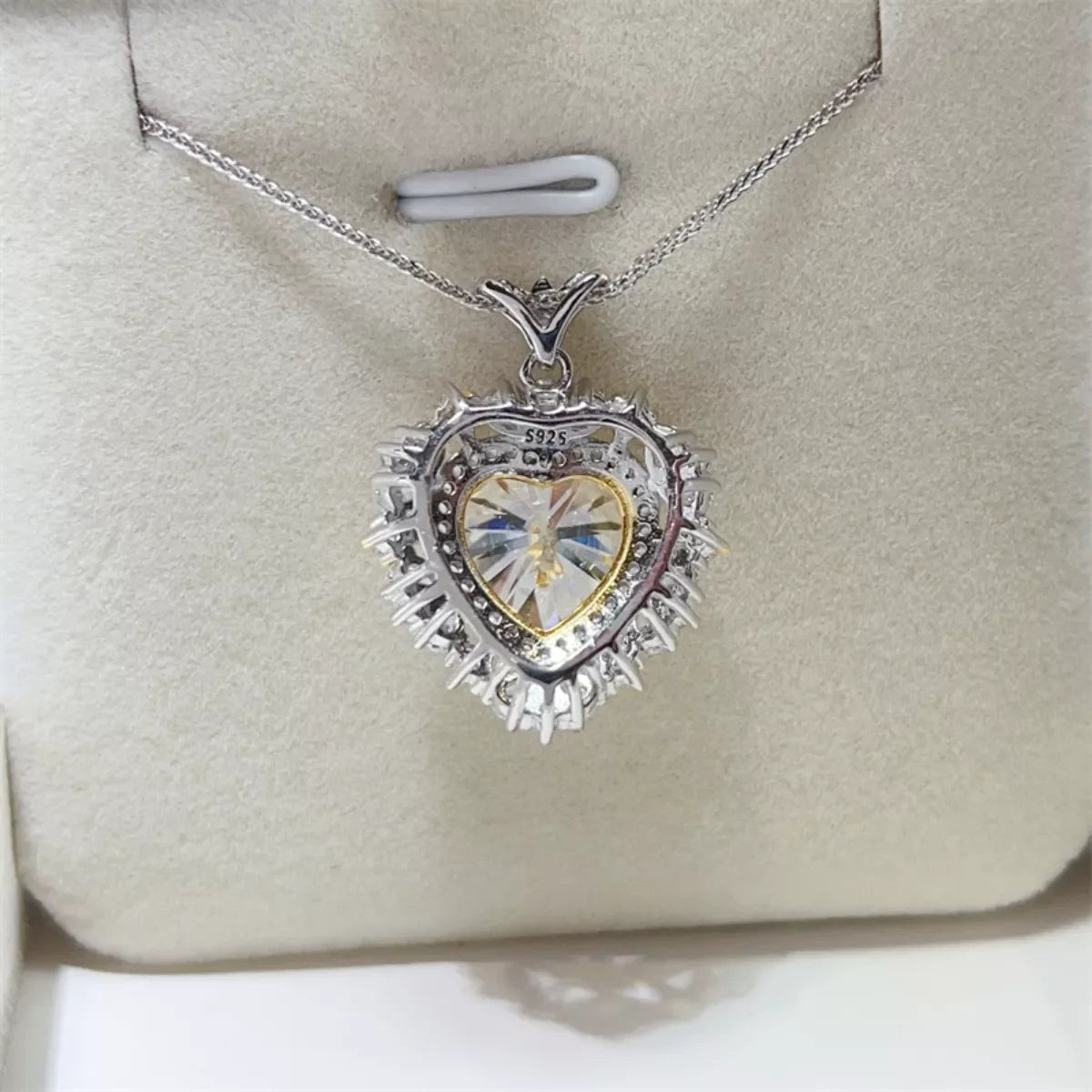 5 Carat Moissanite Necklace Platinum-Plated Sterling Silver - Southern Shores Clothing
