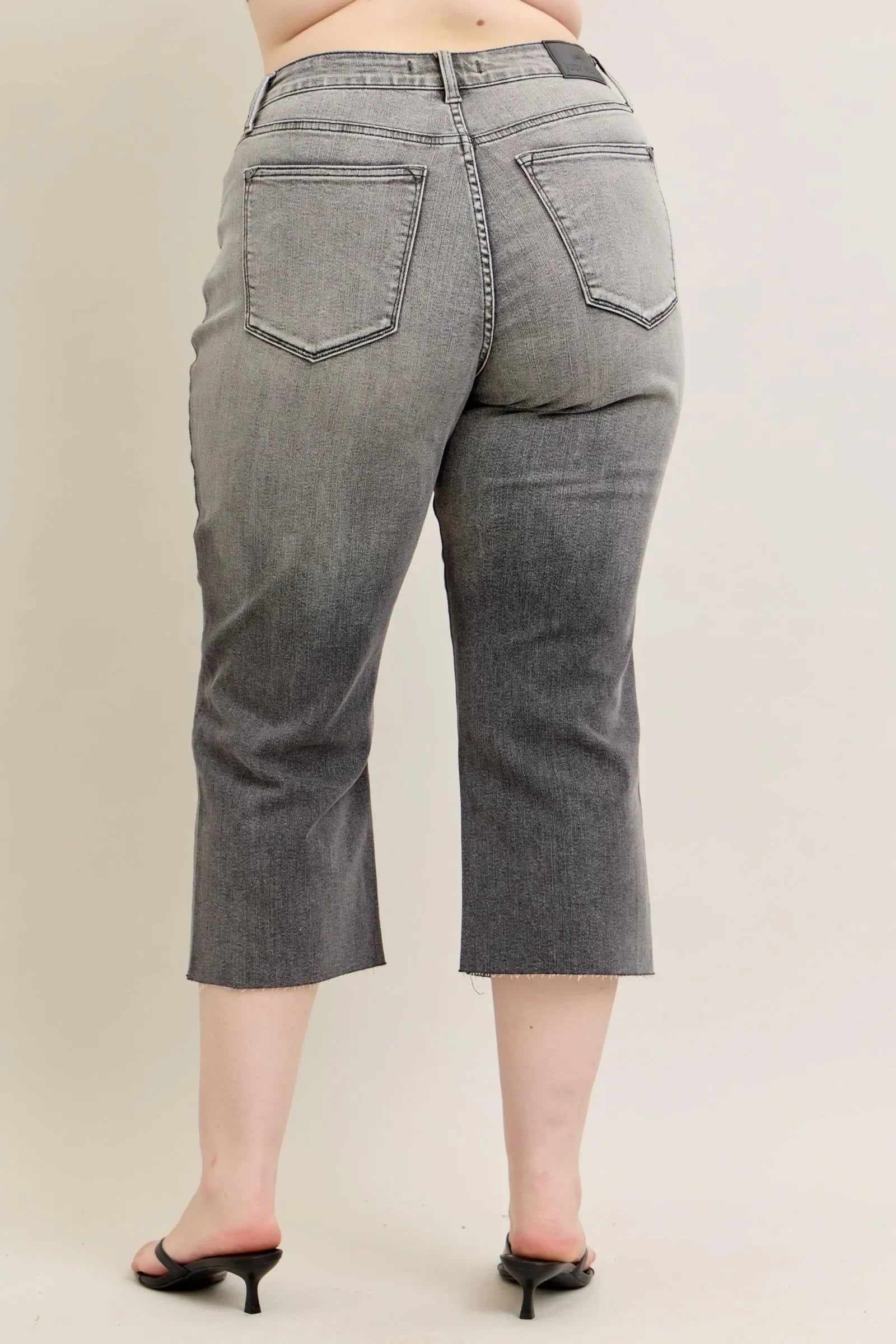 Stretch High Waisted Wide Leg Capris Jeans Plus Size Denim - Southern Shores Clothing