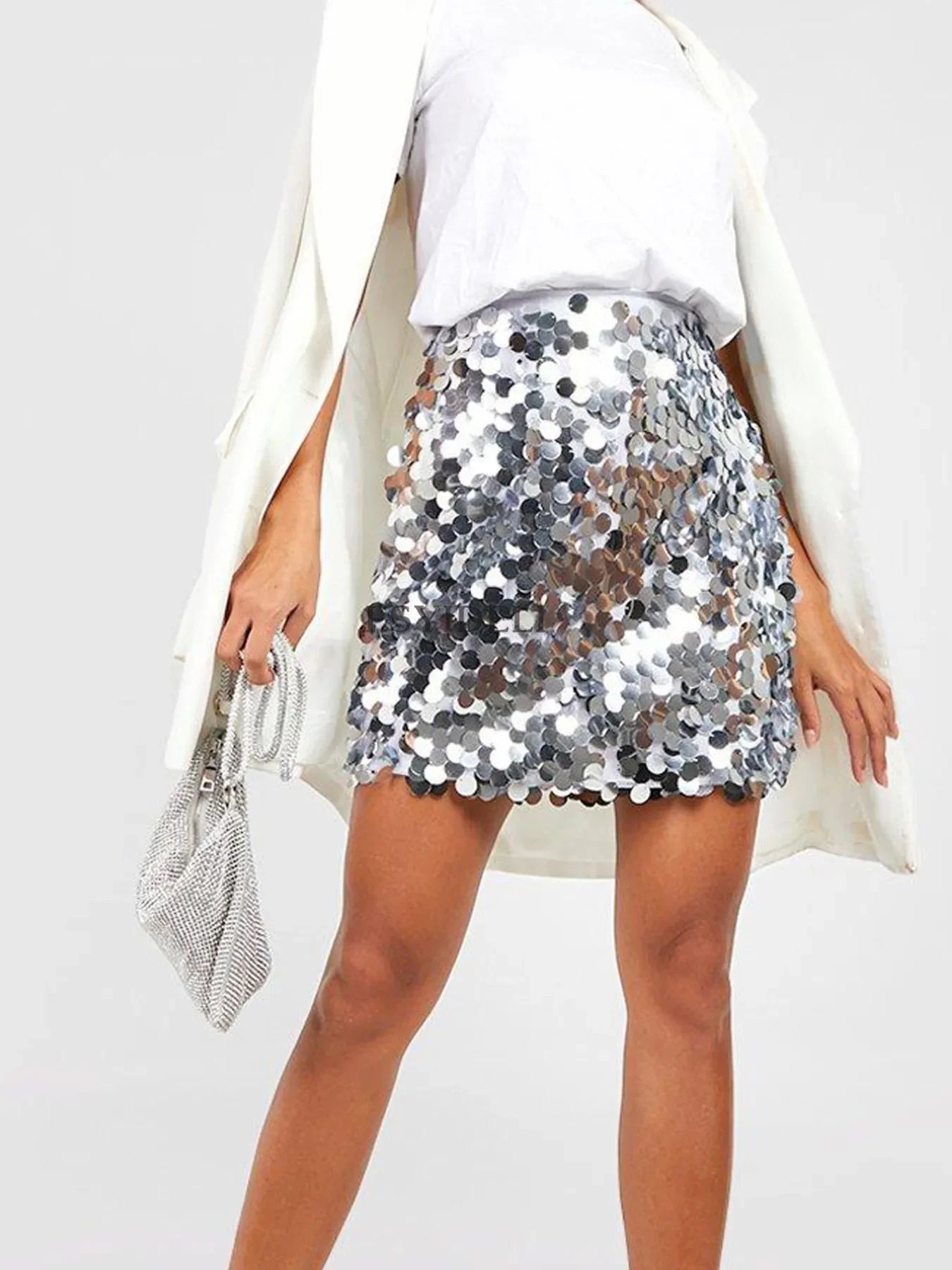 Sequin Mini Skirt With Partial Lining Sheen - Southern Shores Clothing