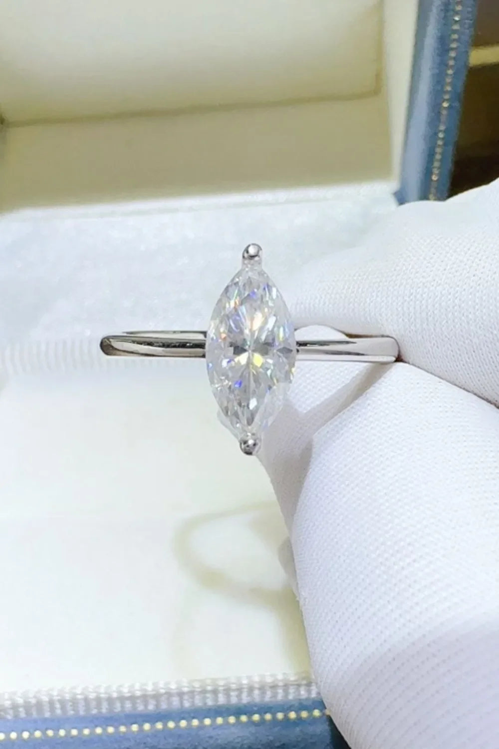 2 Carat Moissanite Platinum Plated Sterling Silver Ring - Southern Shores Clothing