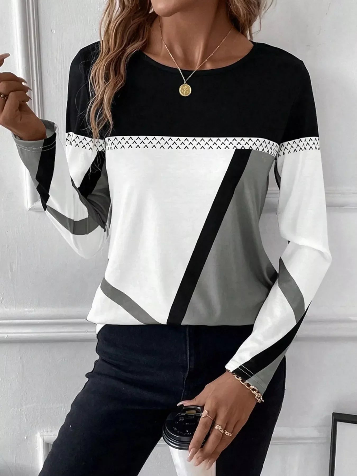 Color Block Long Sleeve T-Shirt - Southern Shores Clothing