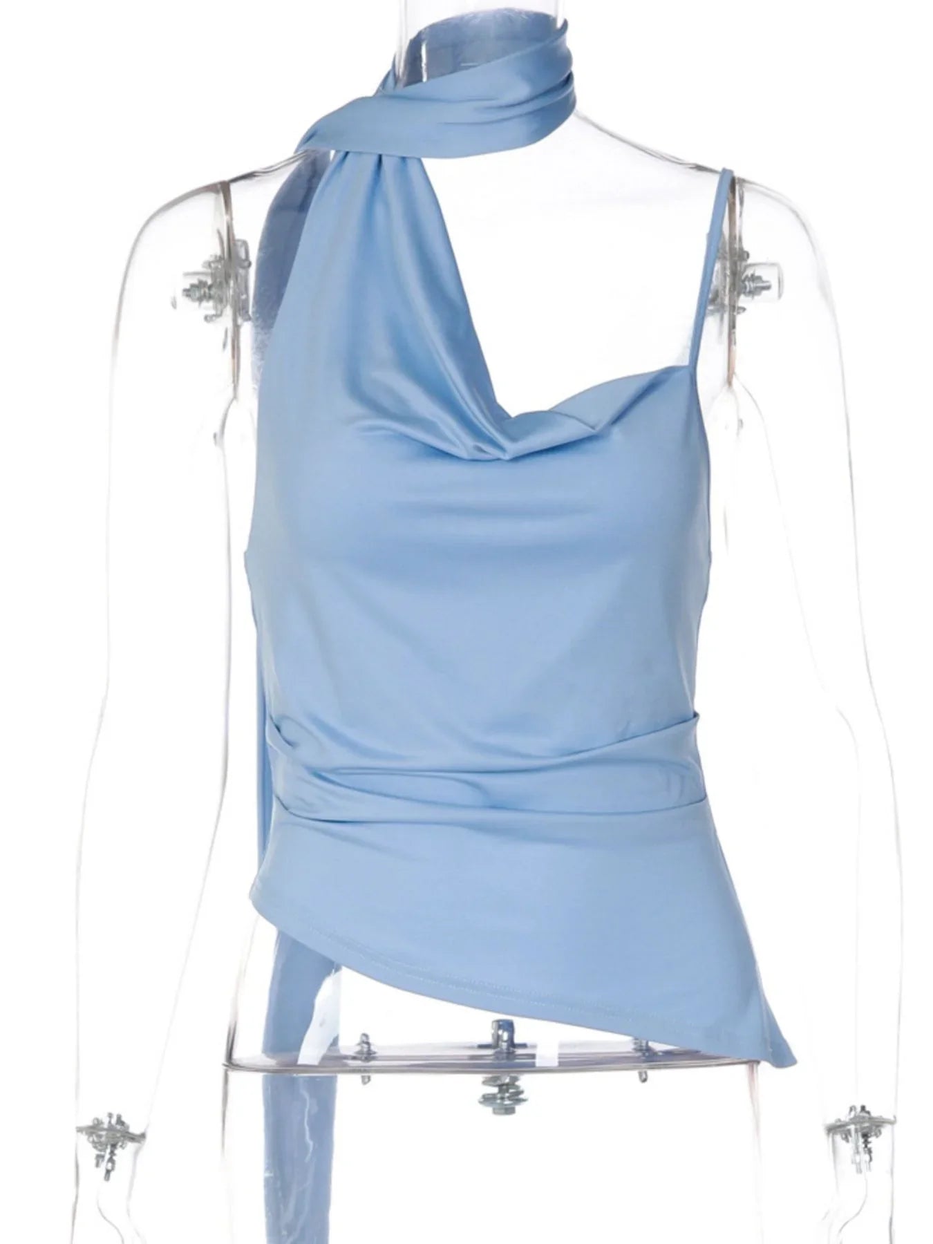 Asymmetrical Neckline Ruched Cami Top With Lightweight Stretch - Southern Shores Clothing