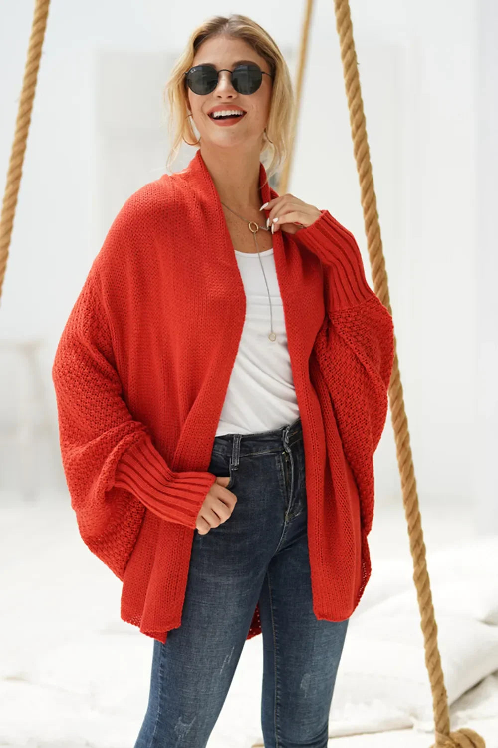 Open Front Batwing Sleeve Cardigan Lightweight - Southern Shores Clothing