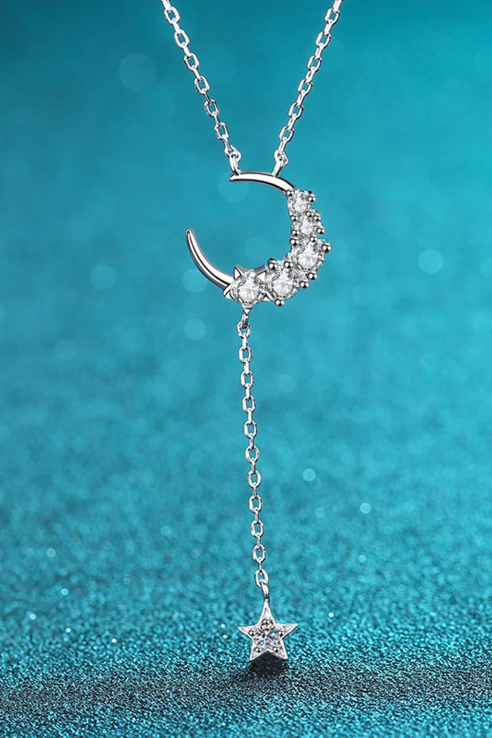 Star And Moon Moissanite Necklace Sterling Silver - Southern Shores Clothing