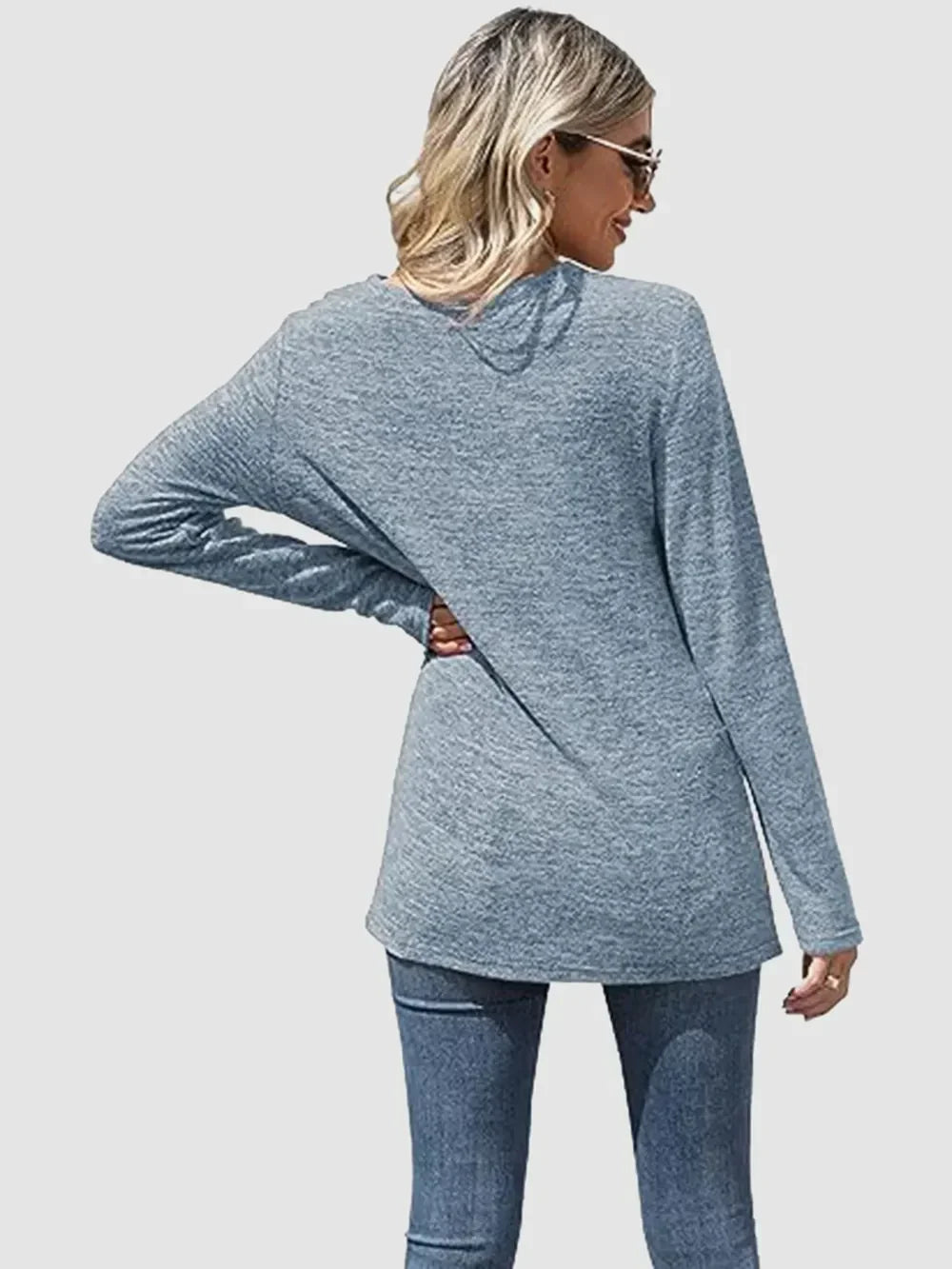 Lace Detail V-Neck Long Sleeve T-Shirt With Soft Stretch - Southern Shores Clothing