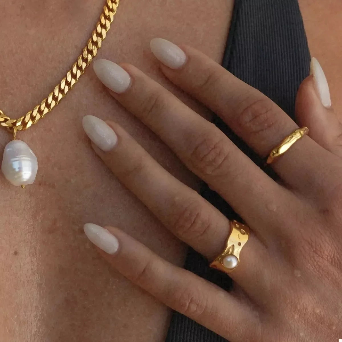 18K-Plated Pearl Ring With Synthetic Pearl And Stainless Steel - Southern Shores Clothing
