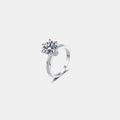 Round Moissanite Sterling Silver Ring With Pave Shoulders - Southern Shores Clothing