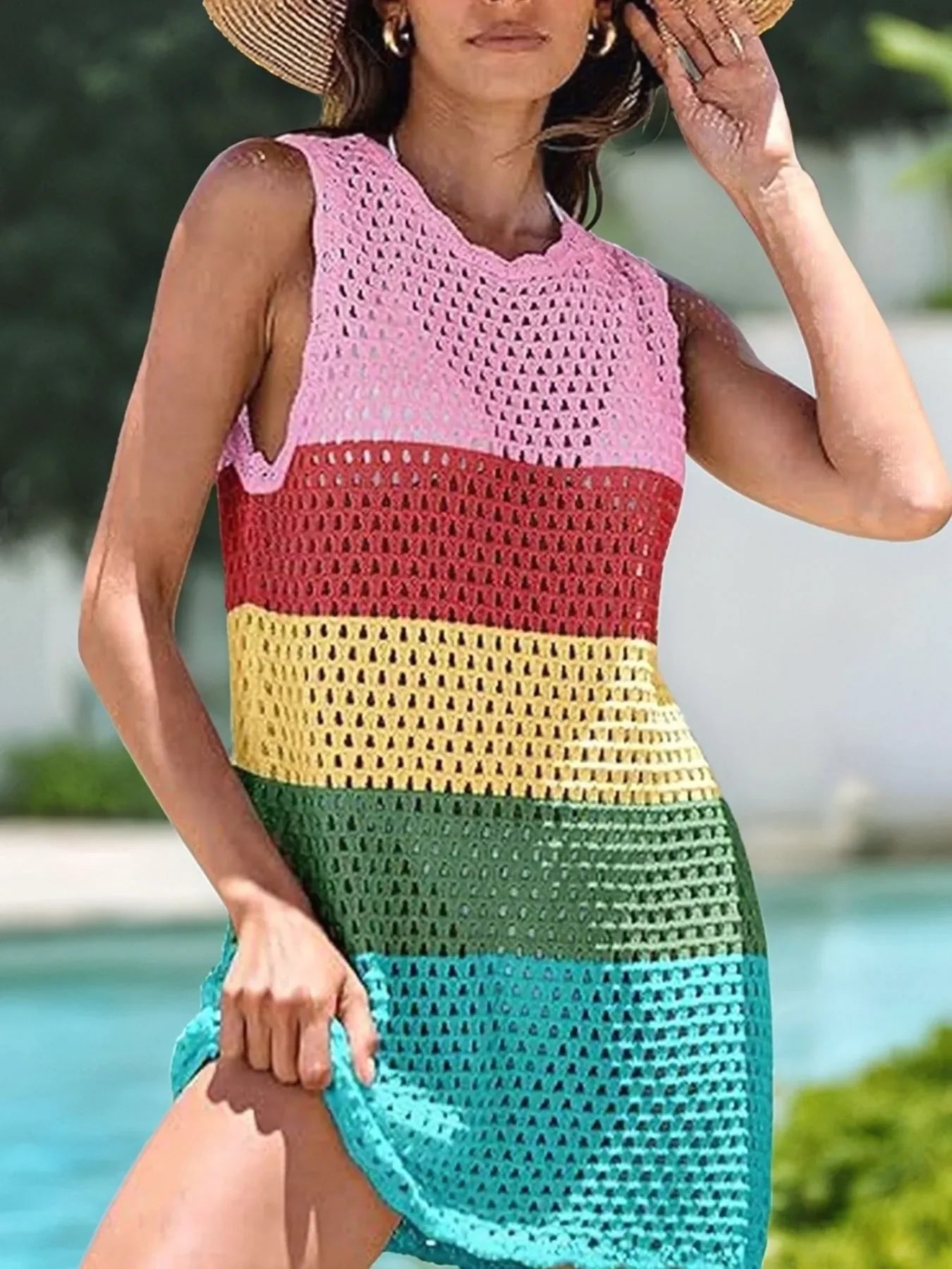 Openwork Block Cover Up Breathable Beachwear - Southern Shores Clothing