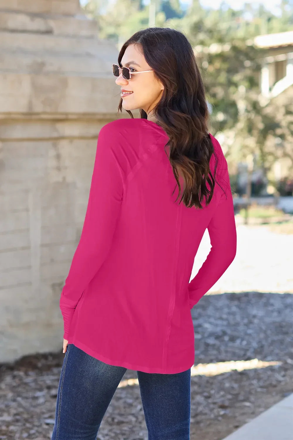 Classic Round Neck Long Sleeve T Shirt Basic - Southern Shores Clothing