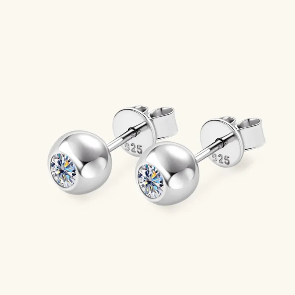 Moissanite Sterling Silver Stud Earrings - Southern Shores Clothing