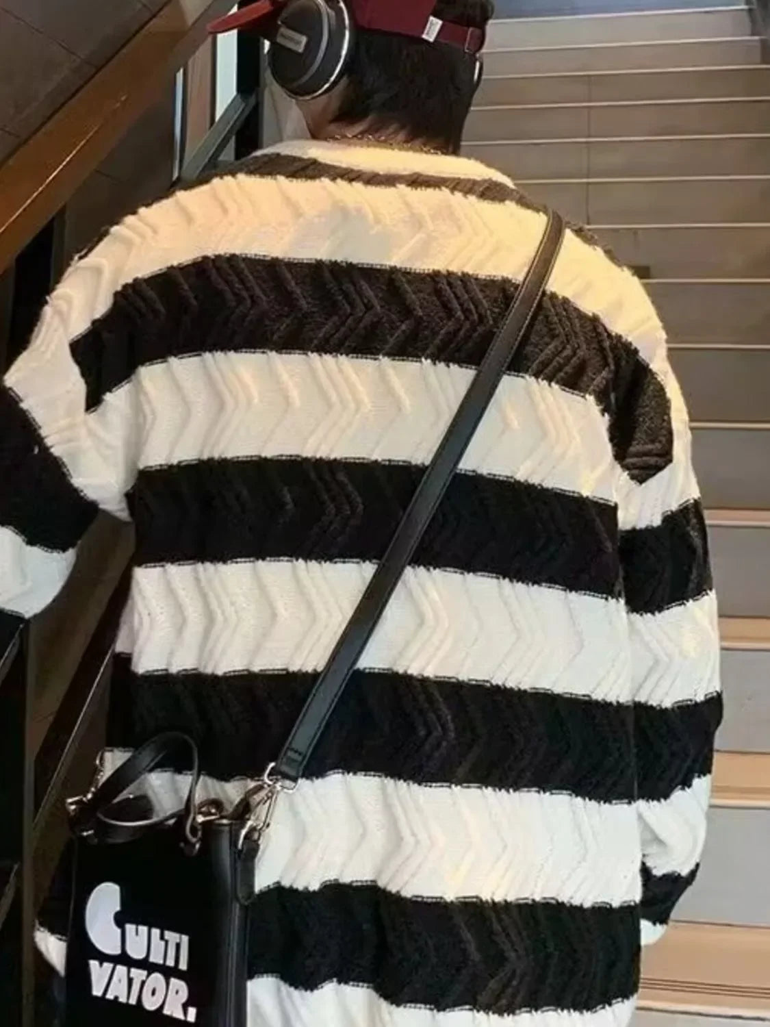 Striped Textured Stretch Knit Sweater Coastal Life - Southern Shores Clothing