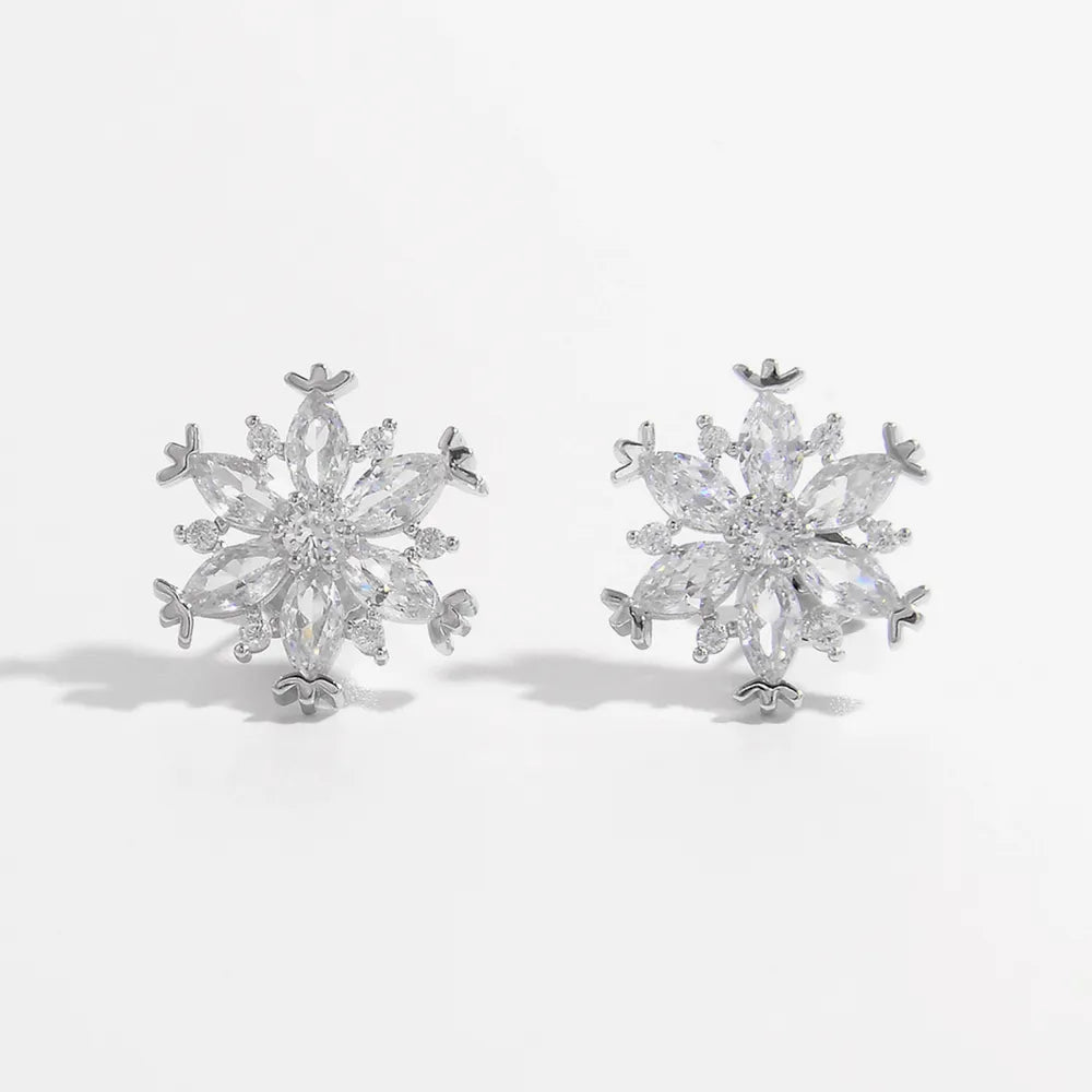 Southern Shores Sterling Silver Zircon Snowflake Earrings for Women