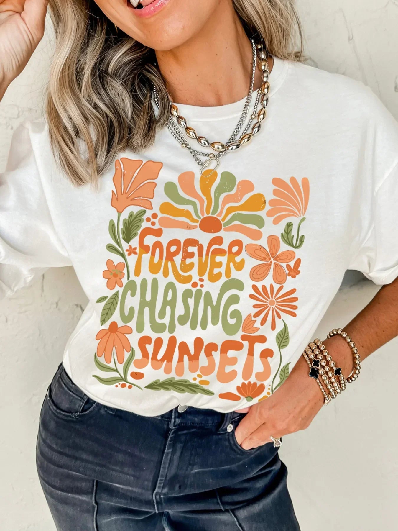 Round Neck Stretch T Shirt With Slightly Stretchy Fabric - Southern Shores Clothing
