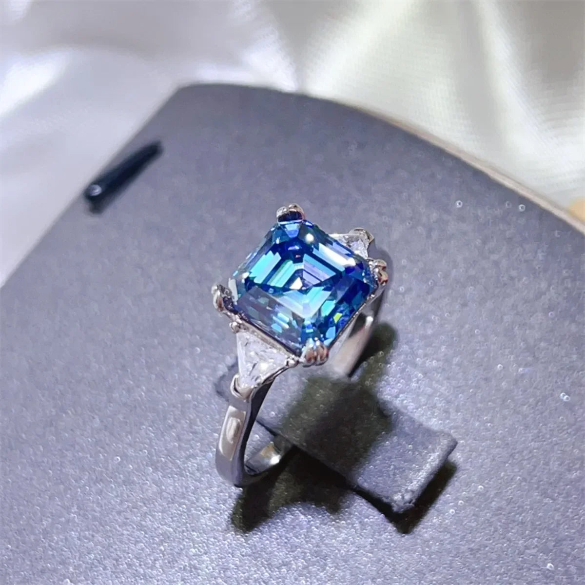 3 Carat Moissanite Sterling Silver Ring With Zircon Accents - Southern Shores Clothing