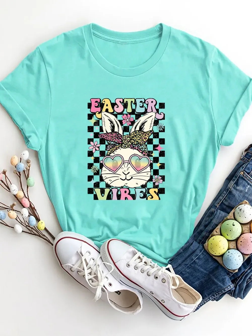 Easter Vibes Round Neck Short Sleeve Stretch T Shirt - Southern Shores Clothing