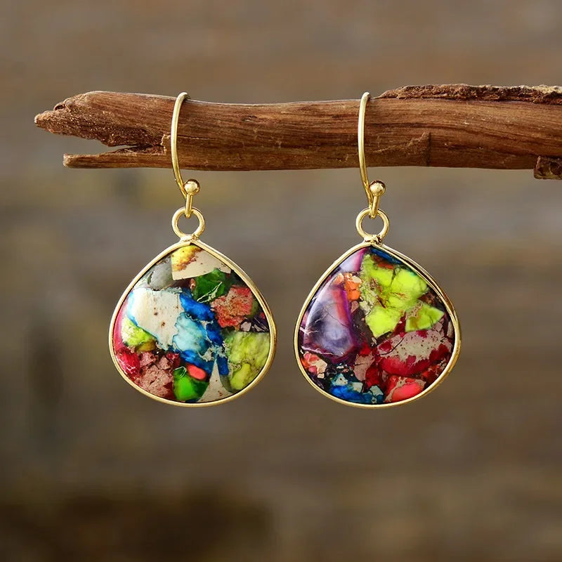 Lightweight Gold-Plated Turquoise Teardrop Earrings - Southern Shores Clothing