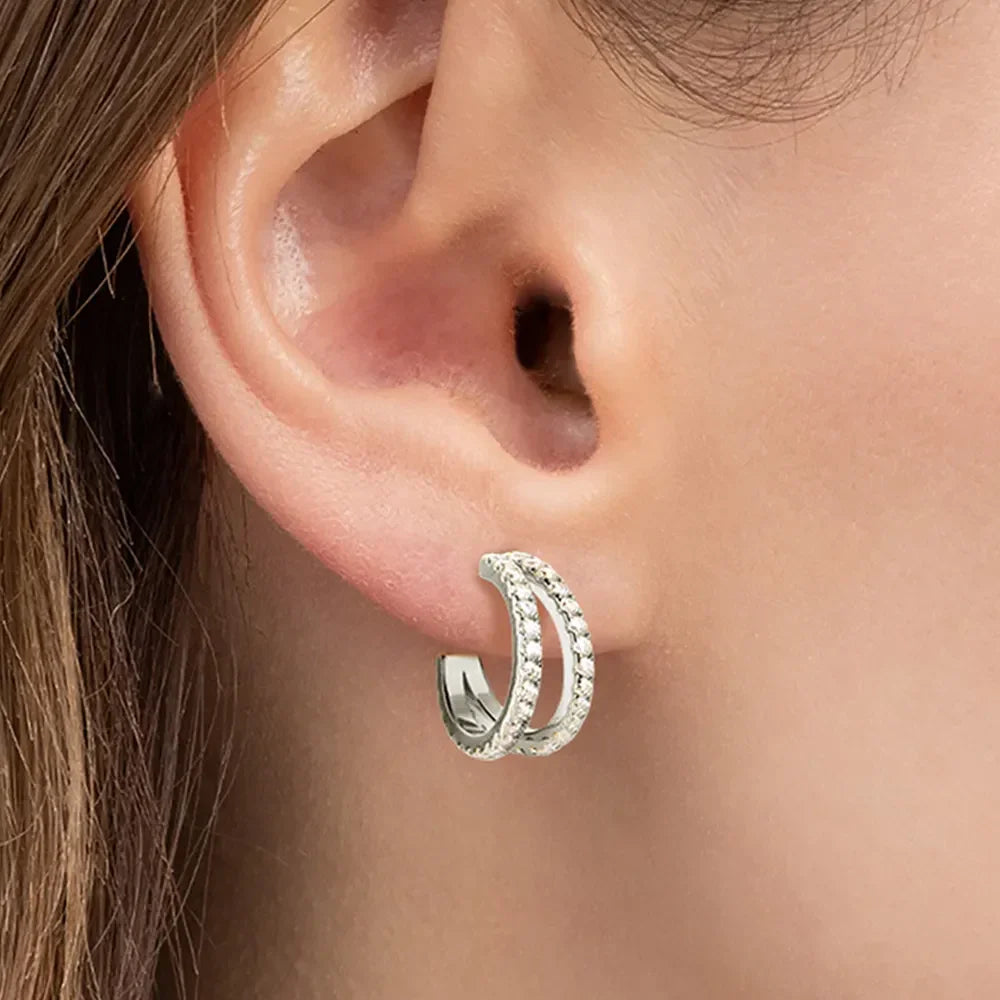 Moissanite Sterling Silver C-Hoop Earrings - Southern Shores Clothing
