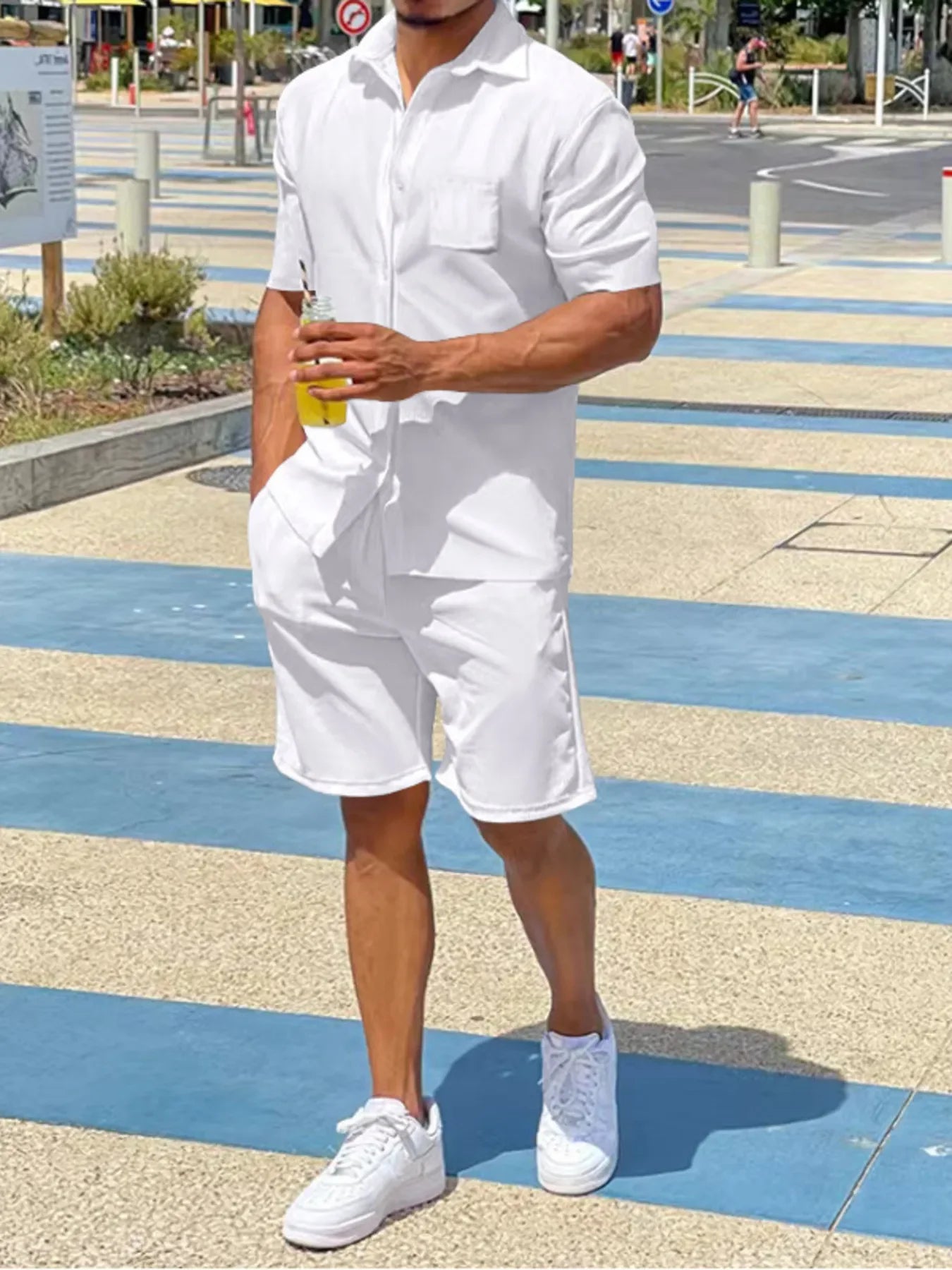 Men's Plus Size Button Up Shirt and Shorts Set - Southern Shores Clothing