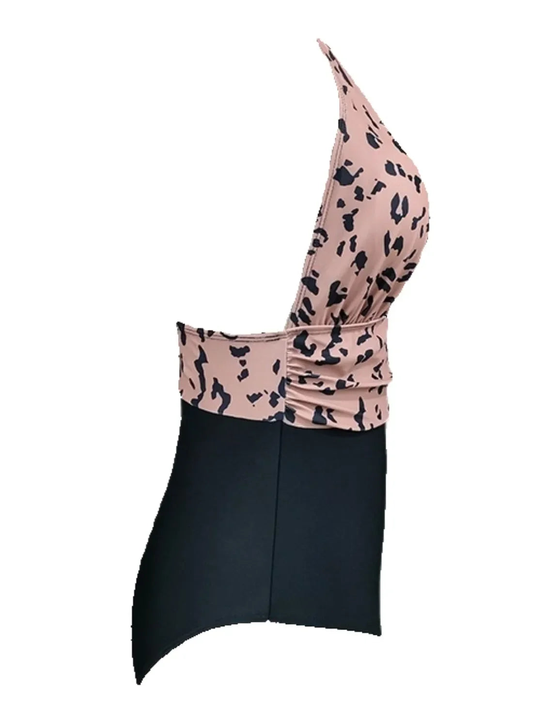 Plus Size Leopard Print Halter Neck One-Piece Swimsuit - Southern Shores Clothing