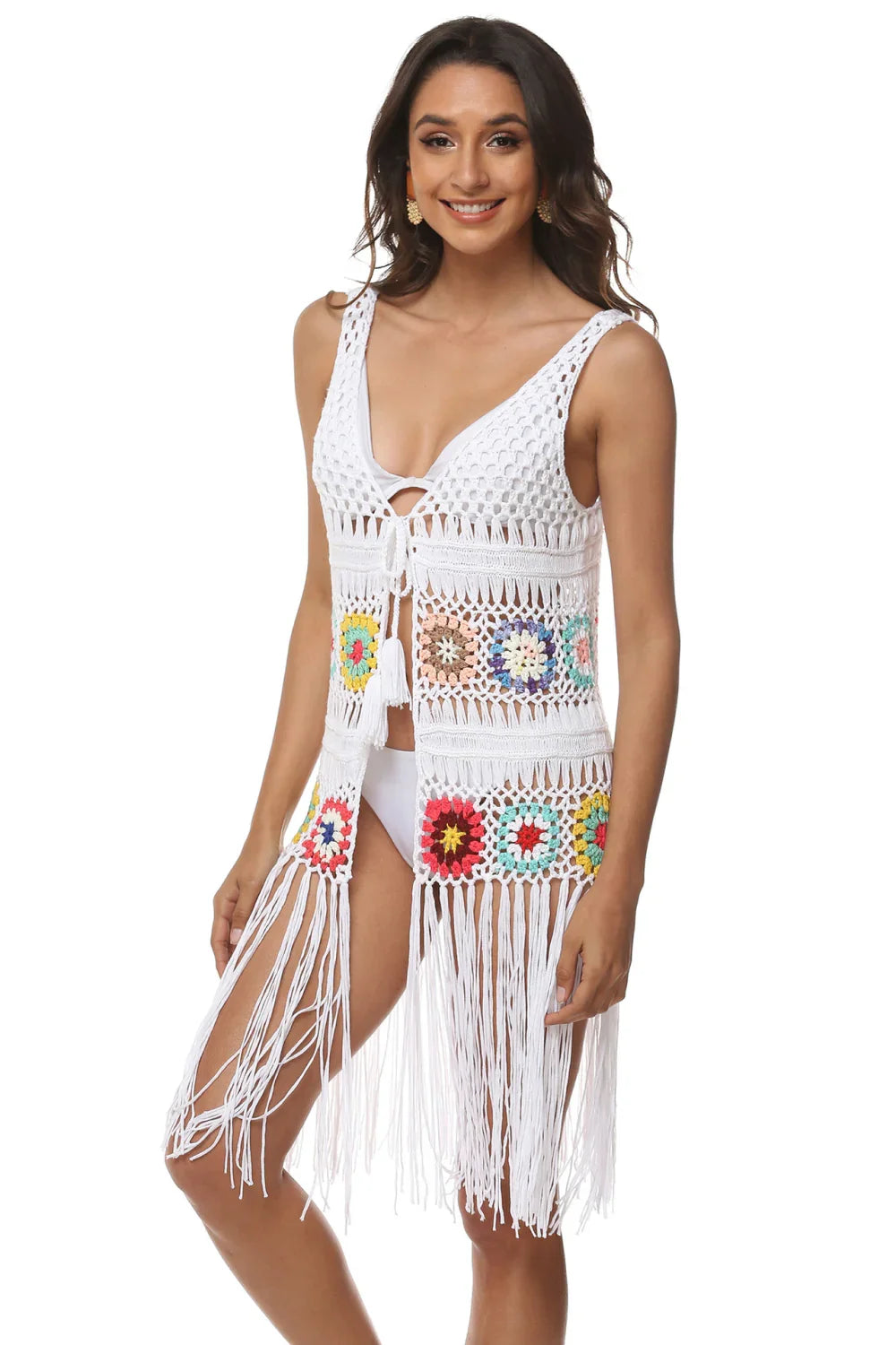 Openwork Embroidery Sleeveless Cover-Up One Size - Southern Shores Clothing