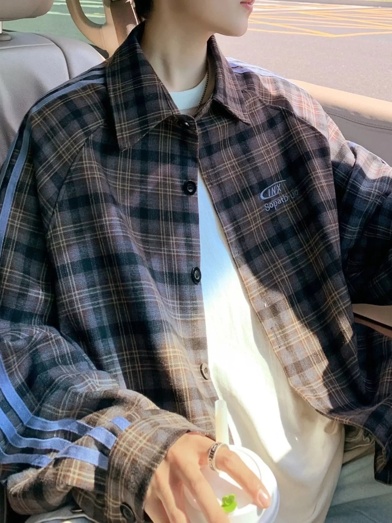 Plus Size Plaid Long Sleeve Shirt Relaxed Fit
