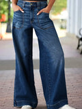 Beachside High Waist Wide Leg Stretch Denim Jeans - Southern Shores Clothing