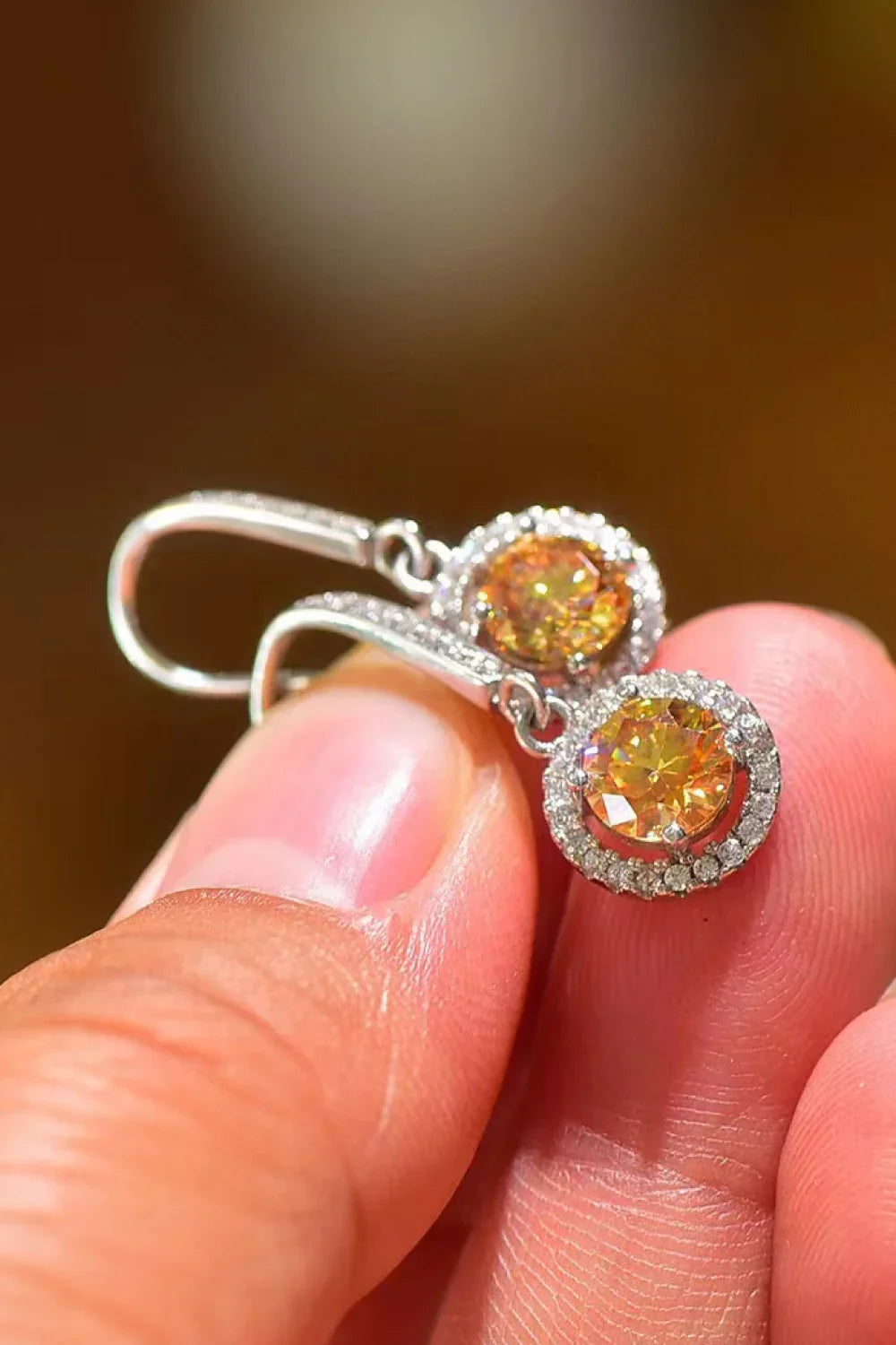 Platinum-Plated 2 Carat Moissanite Halo Earrings - Southern Shores Clothing