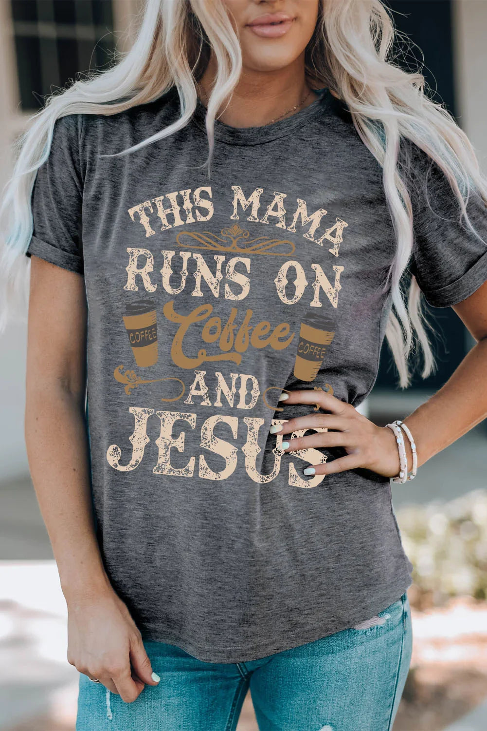 Casual Slogan Graphic Round Neck Short Sleeve Shirt - Southern Shores Clothing