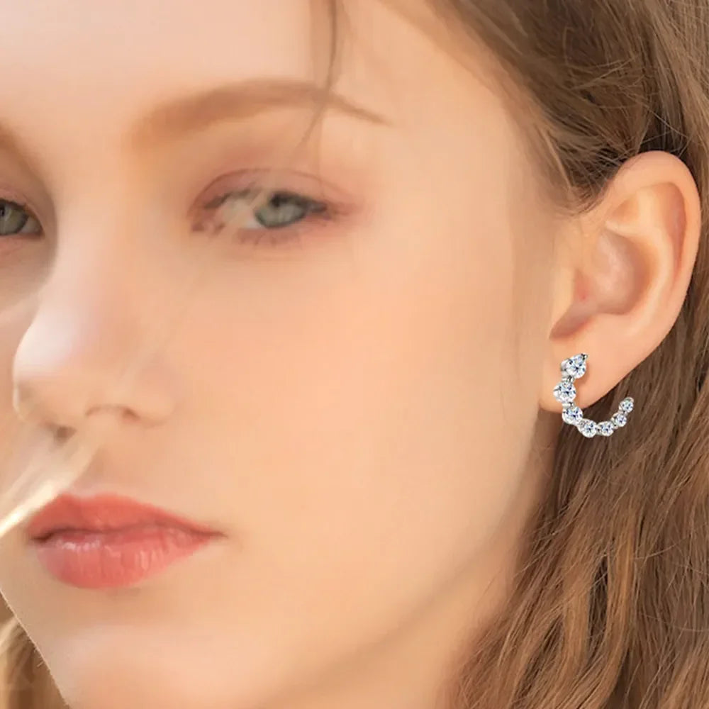 Sterling Silver Inlaid Moissanite Stud Earrings - Southern Shores Clothing
