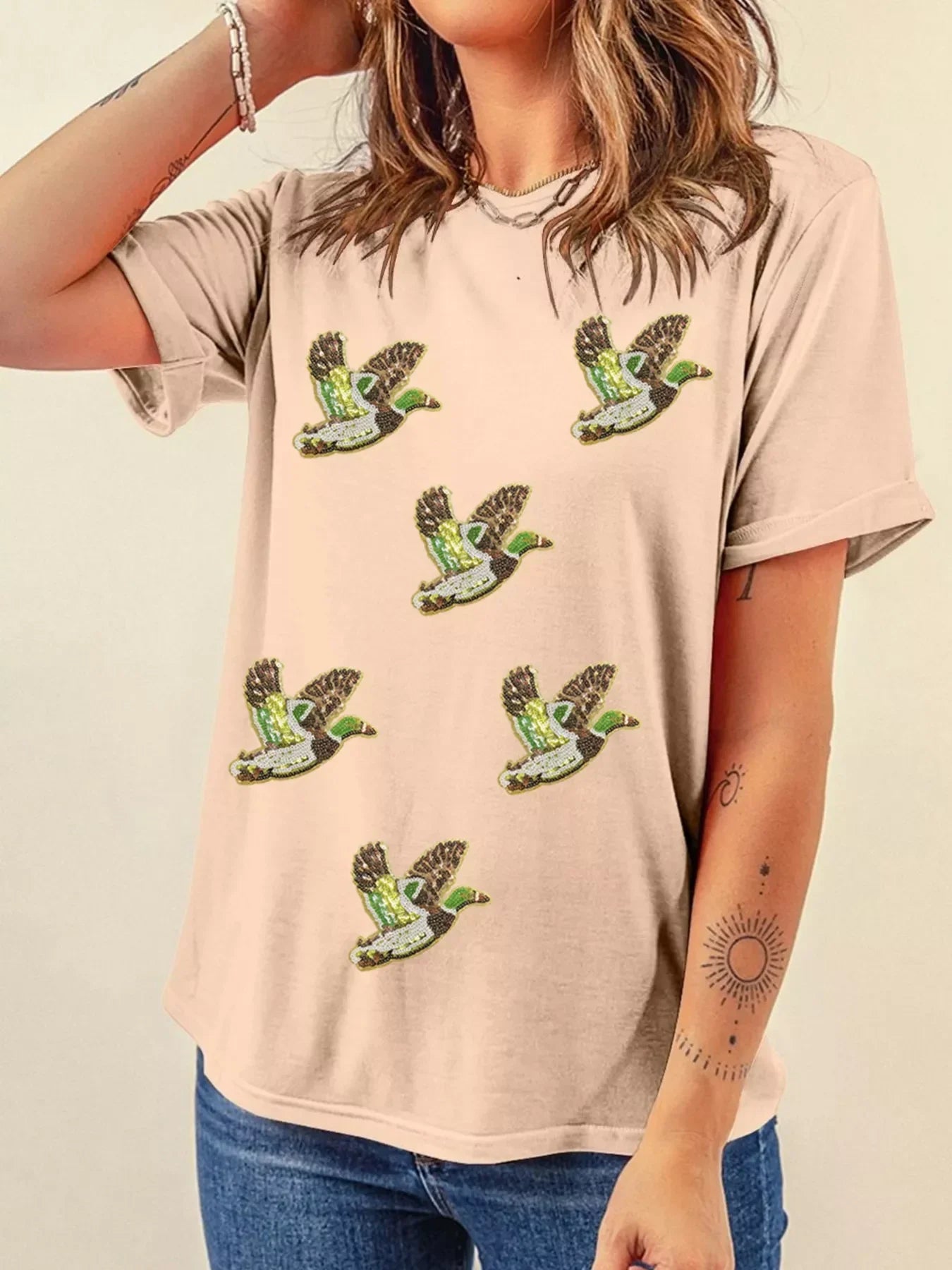 Flying Mallard Sequin Patched Short Sleeve Tee - Southern Shores Clothing