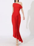 Single Shoulder Pleated Ruched Asymmetrical Magnolia Dress - Southern Shores Clothing