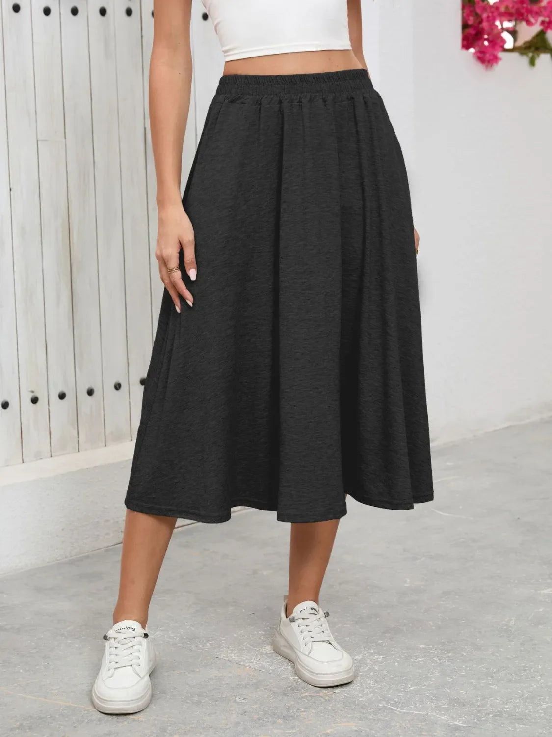 Relaxed Fit Elastic Waist Skirt With Pockets - Southern Shores Clothing