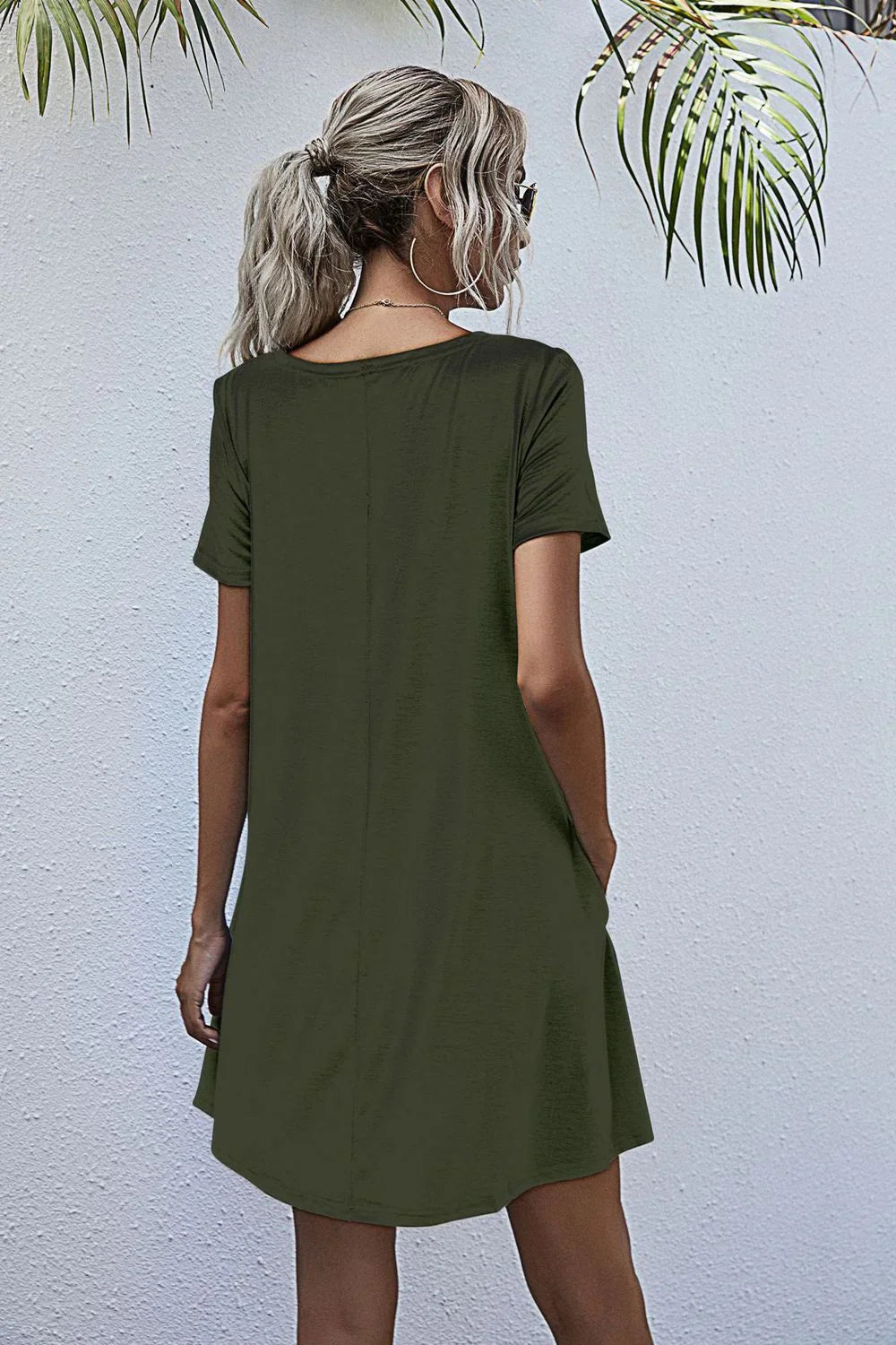 Round Neck Short Sleeve Mini Dress - Southern Shores Clothing