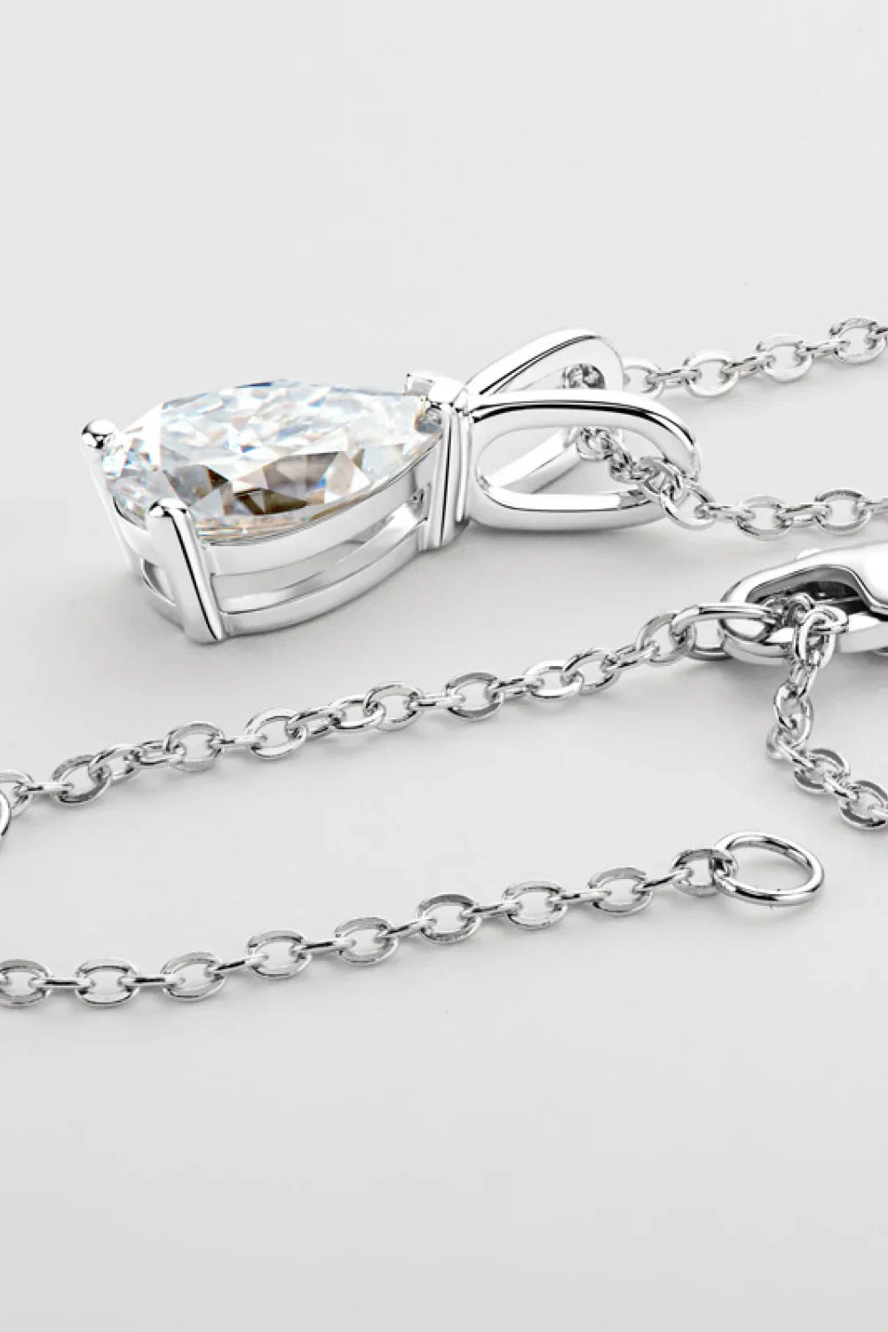 1.5 Carat Moissanite Teardrop Necklace Sterling Silver - Southern Shores Clothing