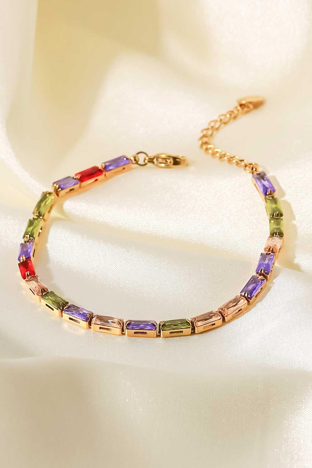 18K Gold Plated Multicolored Cubic Zirconia Bracelet - Southern Shores Clothing