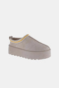 Platform Boots With Embroidered Trim Slip On - Southern Shores Clothing