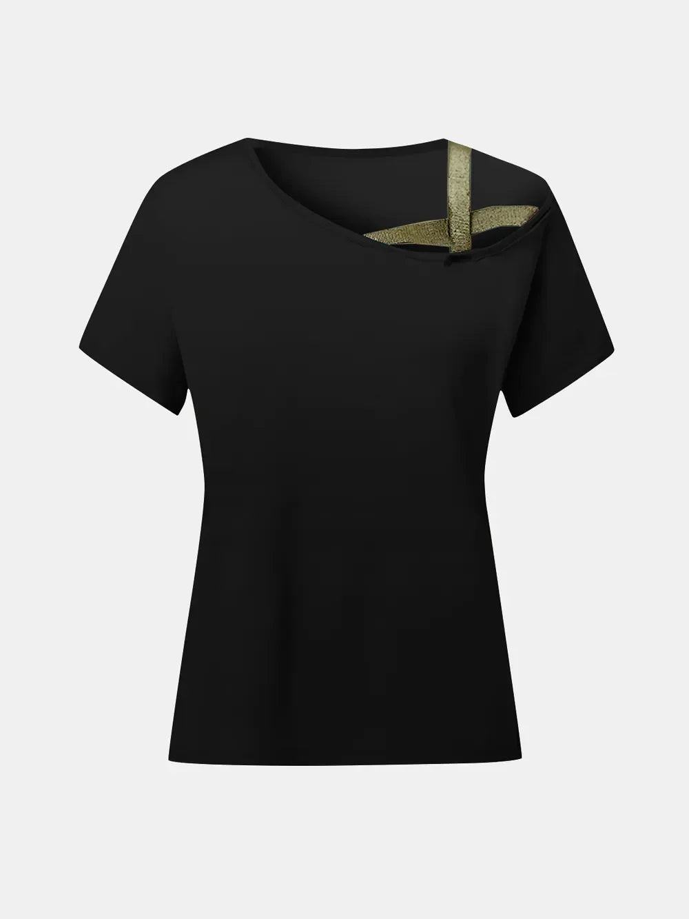 Asymmetrical Neck Short Sleeve T-Shirt - Southern Shores Clothing