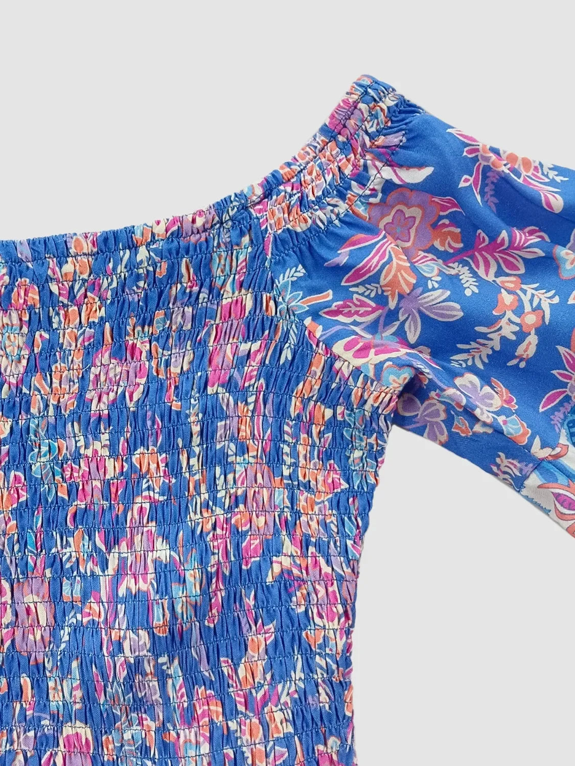 Smocked Off Shoulder Floral Top And Skirt Two Piece Set - Southern Shores Clothing