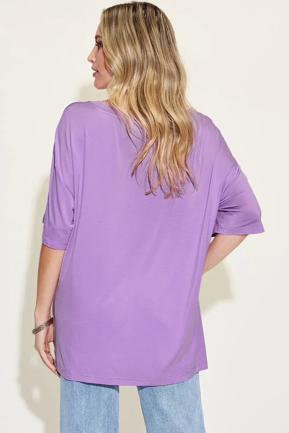 Basic Bae Full Size Bamboo V-Neck Drop Shoulder T-Shirt - Southern Shores Clothing