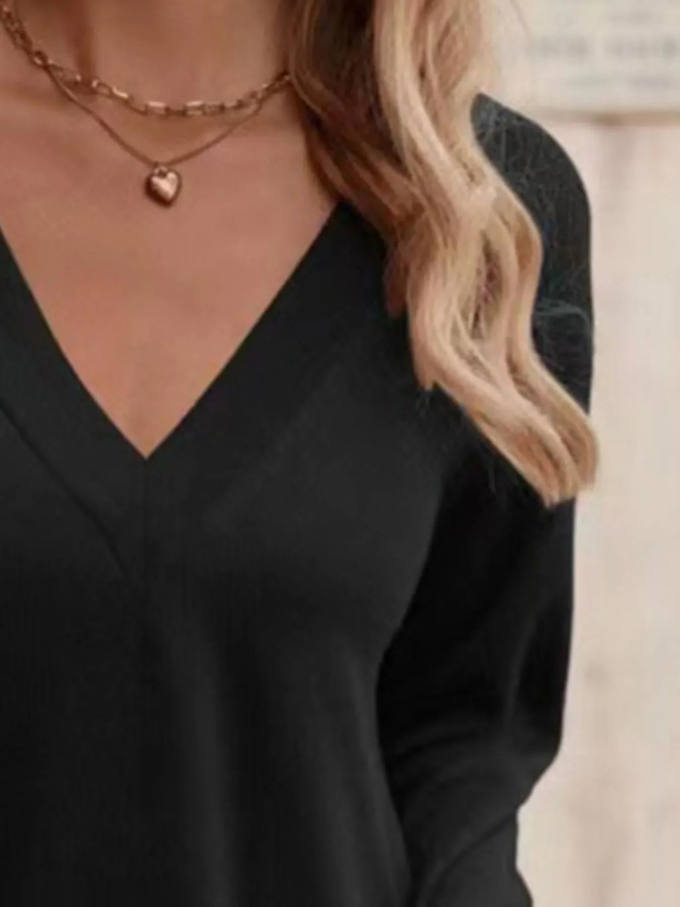 V-Neck Long Sleeve Tee With Decorative Buttons - Southern Shores Clothing
