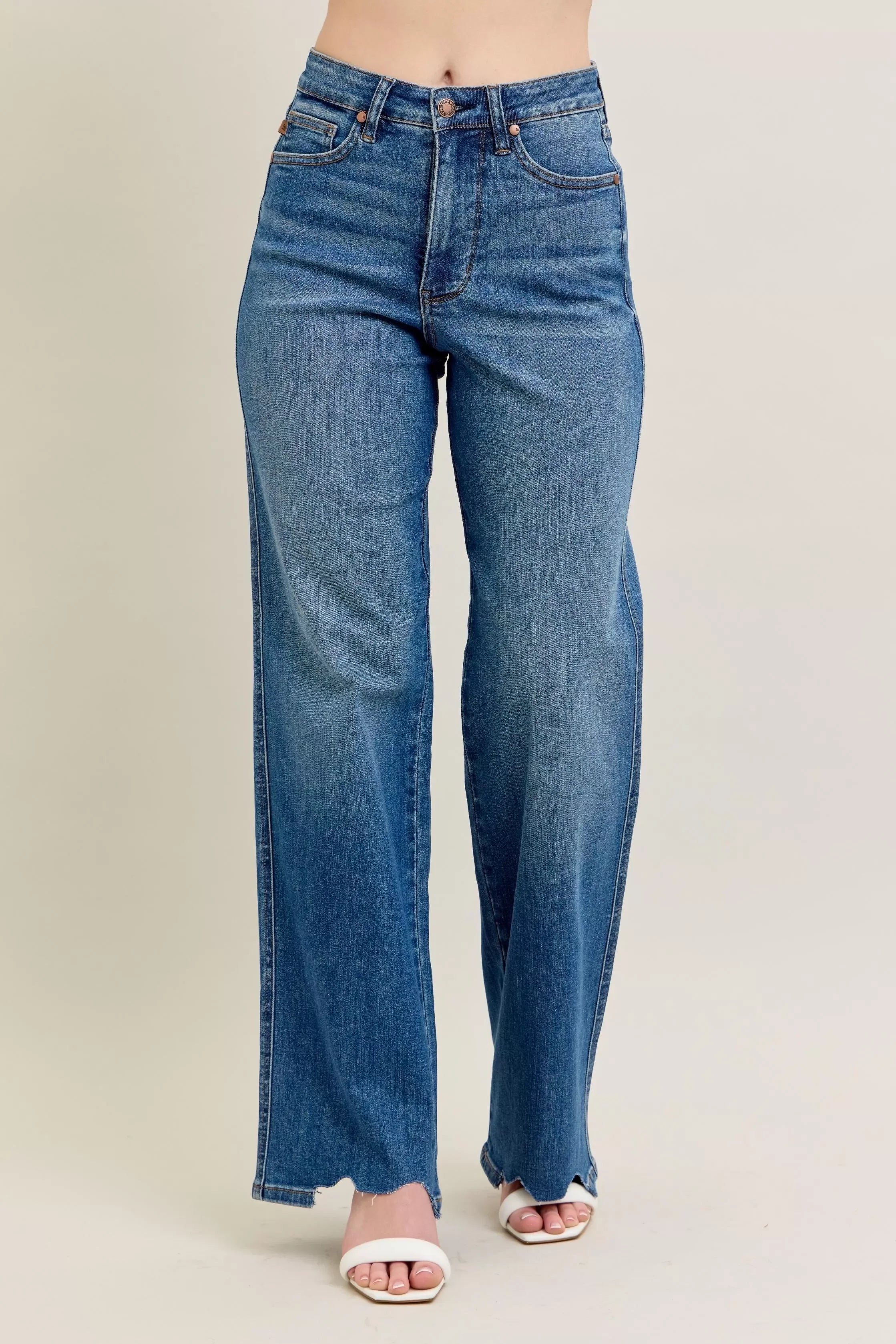 High Waist Tummy Control Wide Leg Jeans Plus Size Denim - Southern Shores Clothing