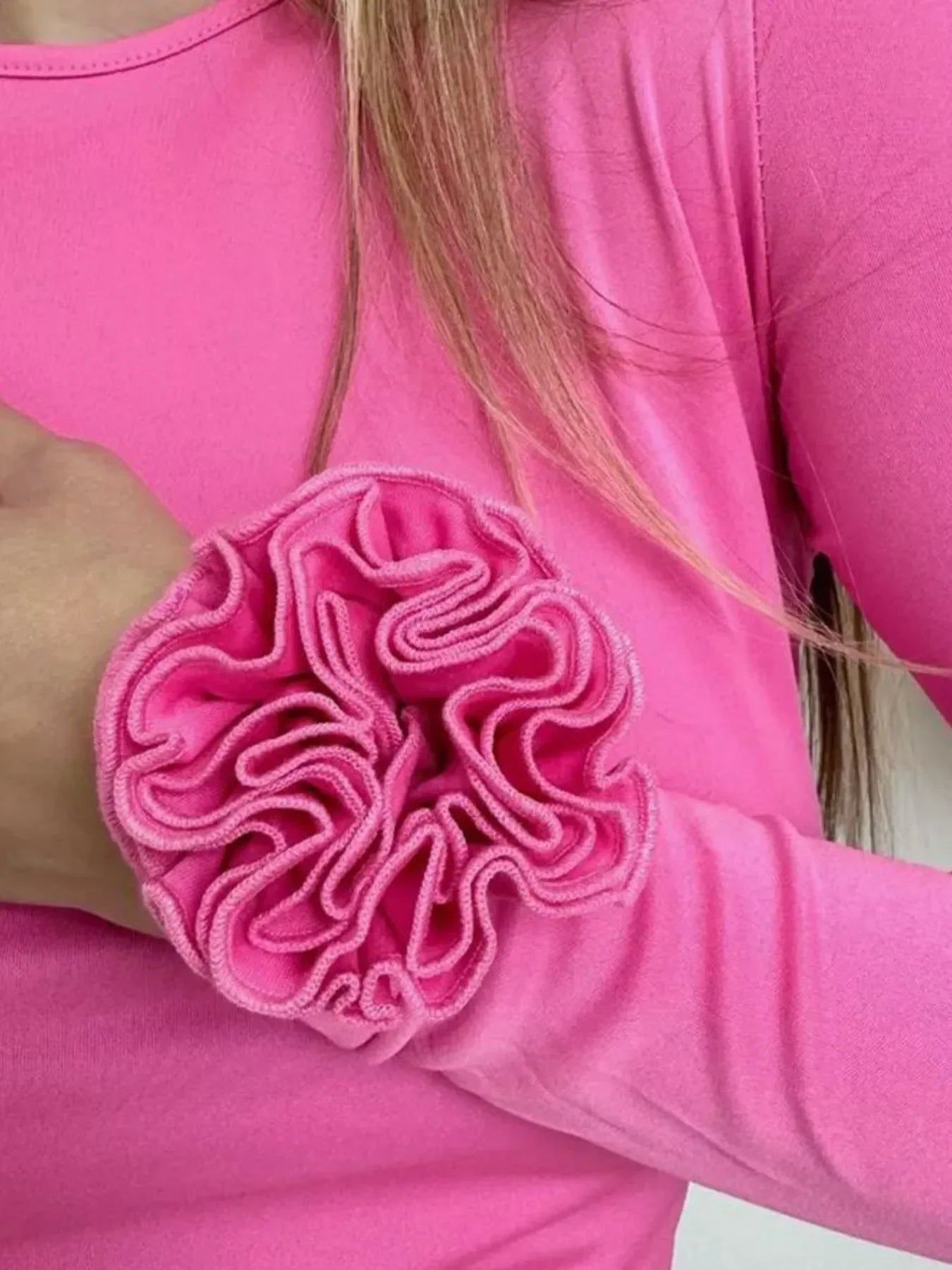 Flower Round Neck Long Sleeve T-Shirt - Southern Shores Clothing