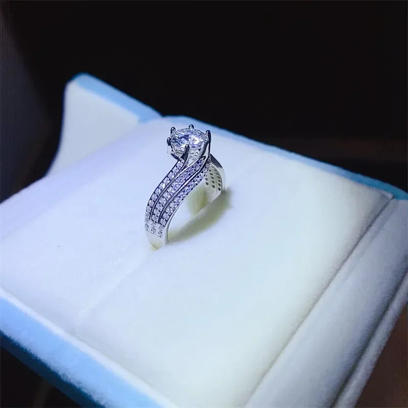 1 Carat Moissanite Center Stone Ring In Sterling Silver - Southern Shores Clothing