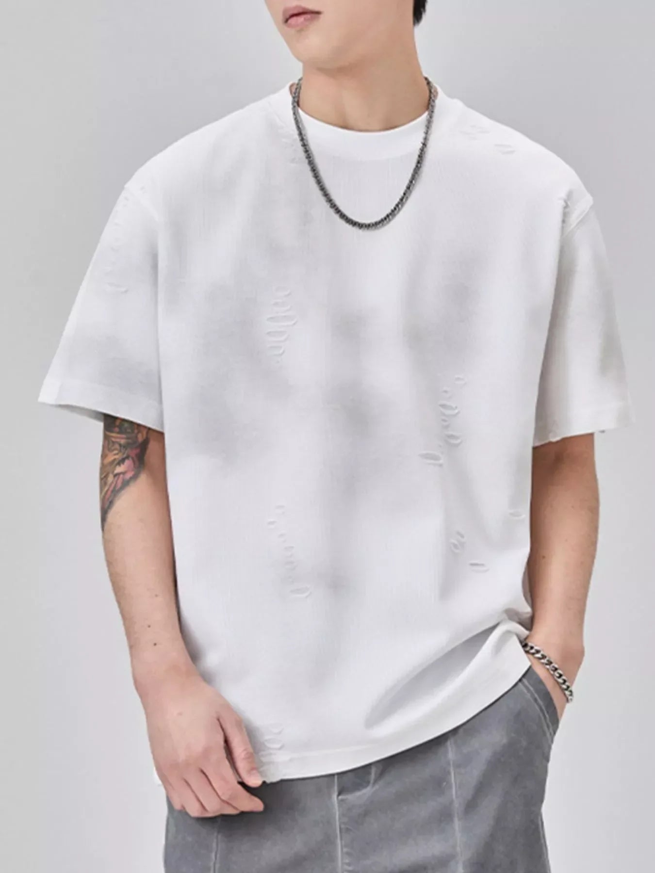 Distressed Oversized T Shirt With Relaxed Fit - Southern Shores Clothing