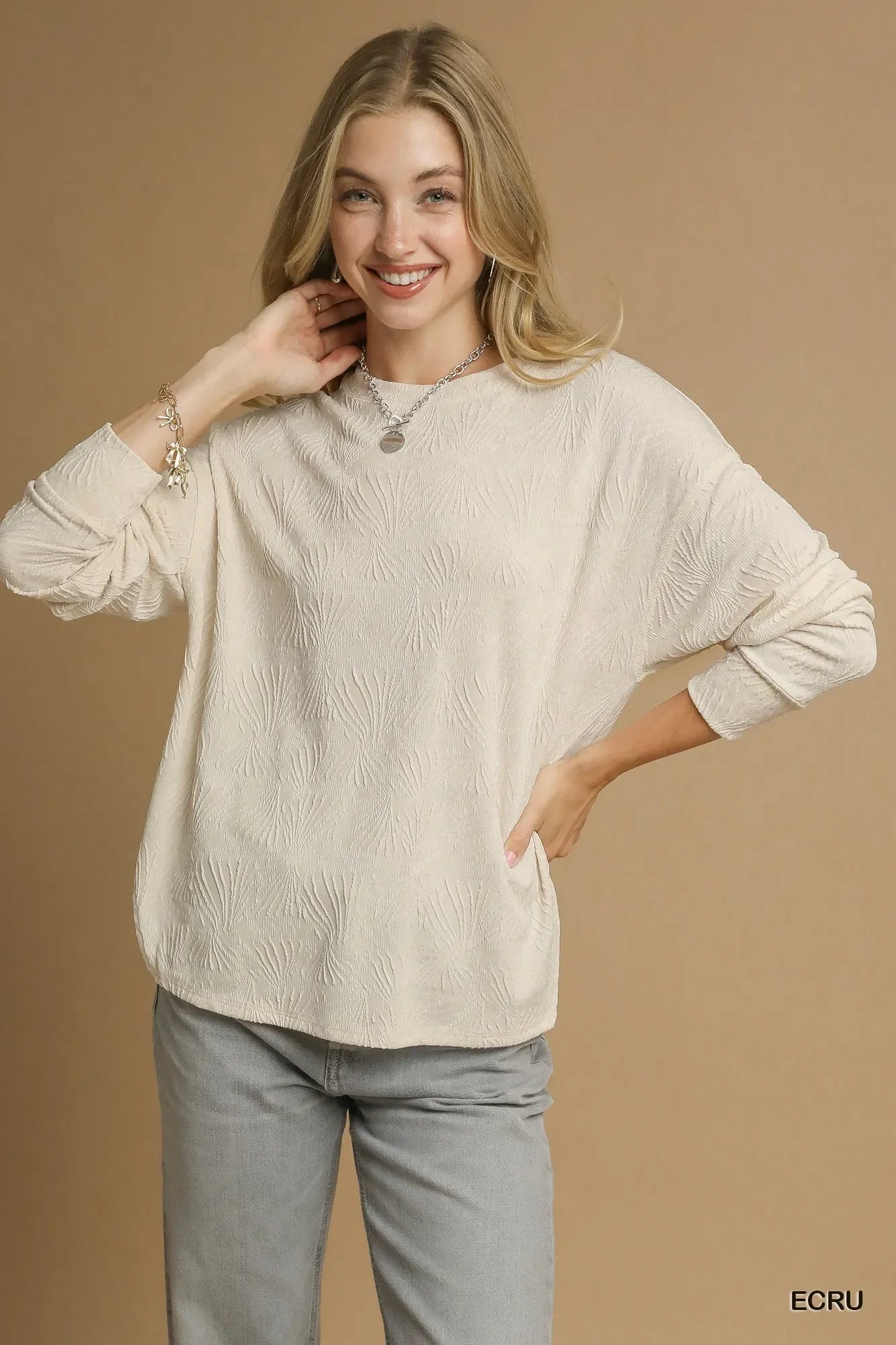 Textured Knit Long Sleeve Top For Layering - Southern Shores Clothing