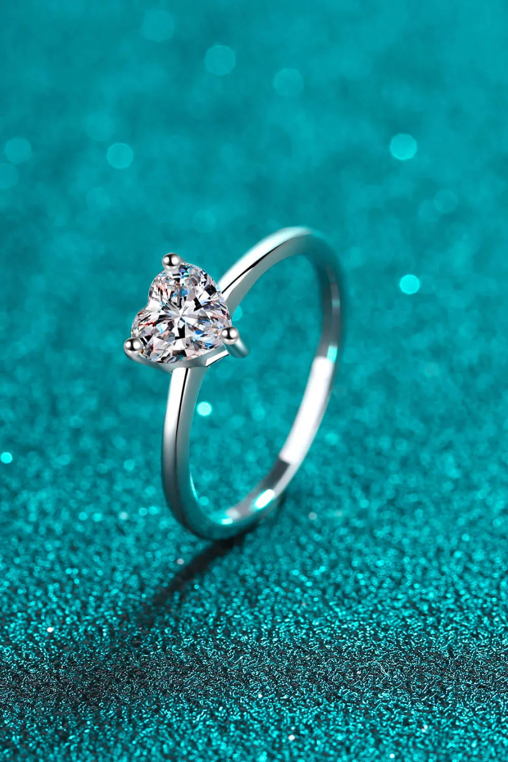Sterling Silver Heart Moissanite Ring Classic Solitaire - Southern Shores Clothing
