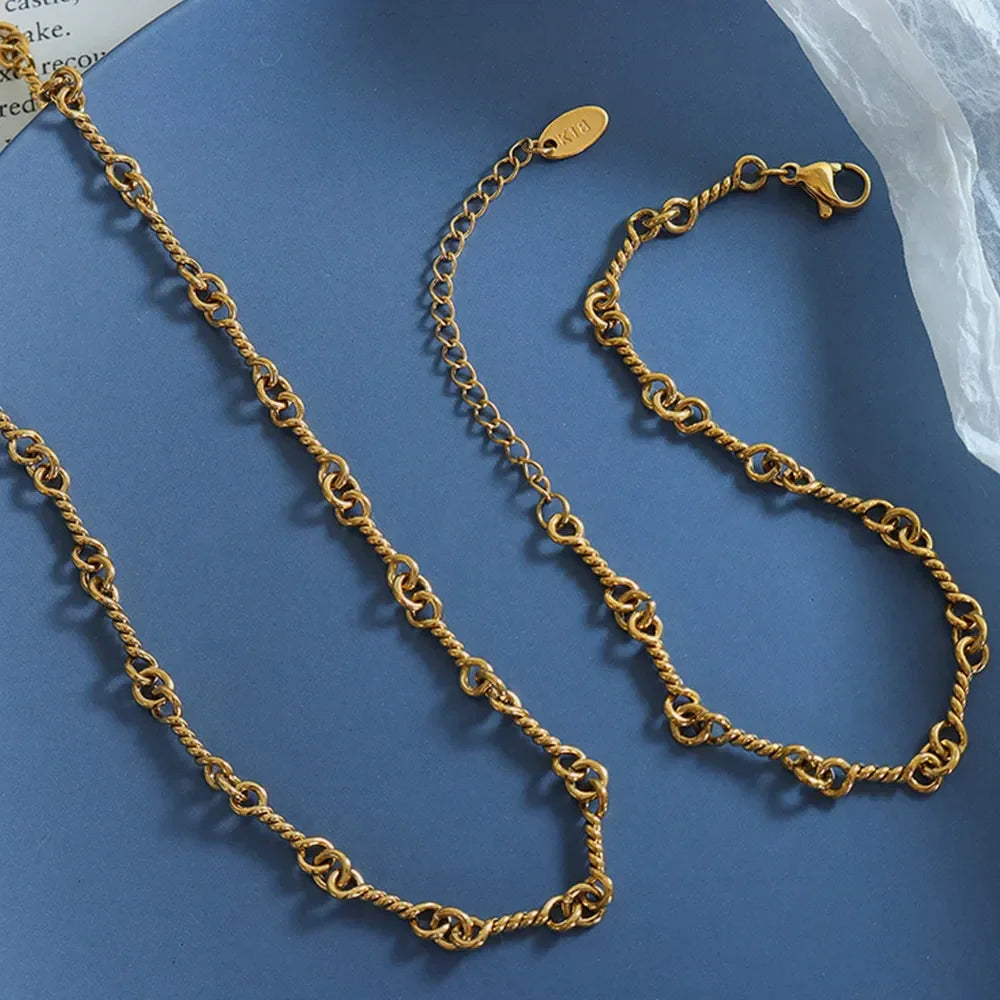 Coastal Gold-Plated Titanium Steel Link Chain Bracelet - Southern Shores Clothing