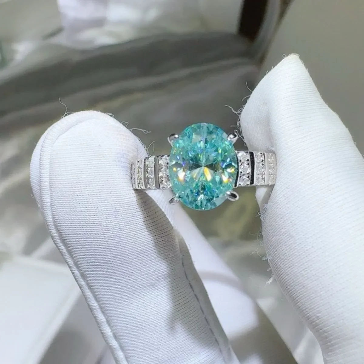 2 Carat Moissanite Platinum Plated Sterling Silver Ring - Southern Shores Clothing