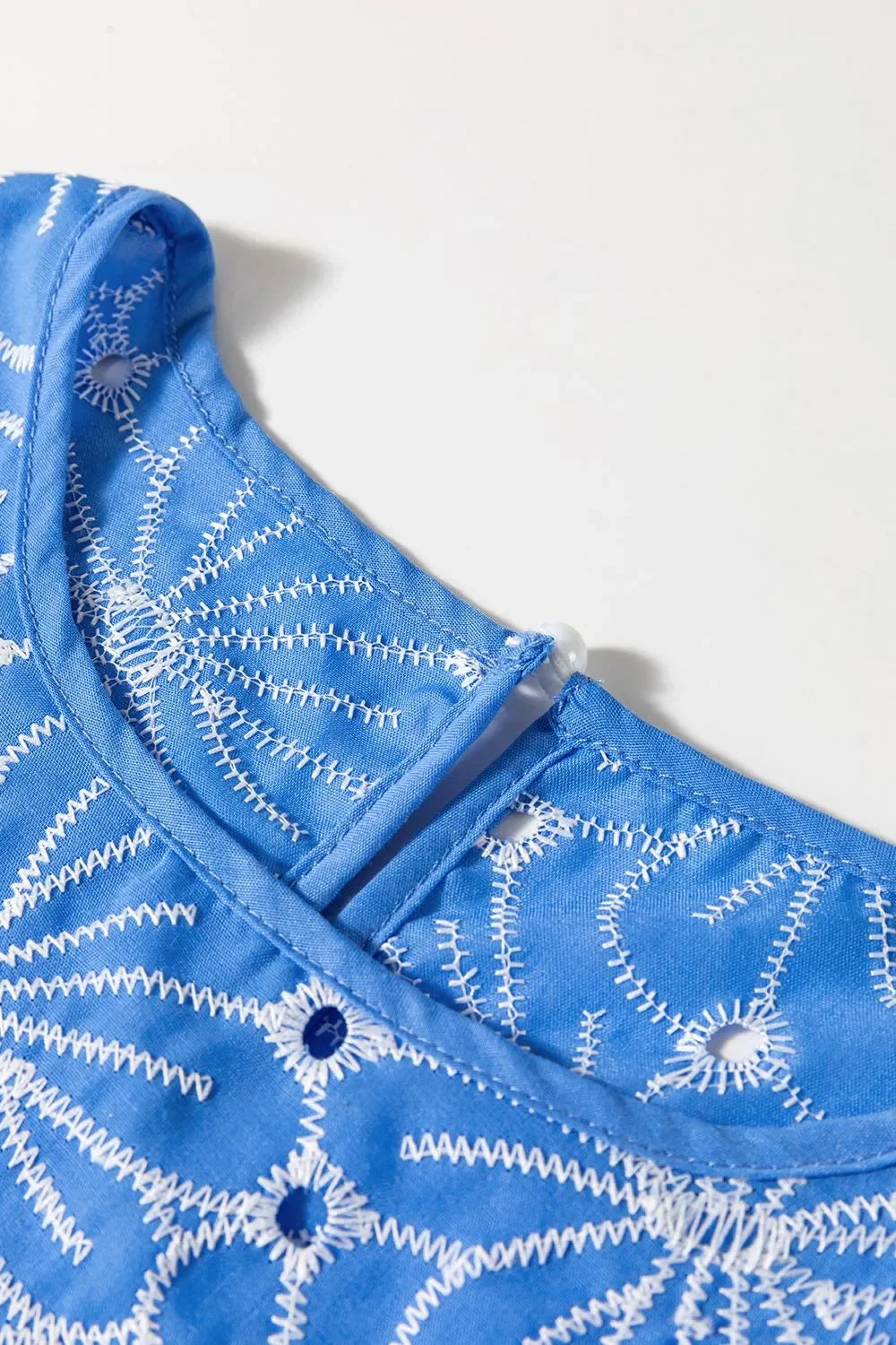 Eyelet Flower Embroidery Flounce Sleeve Blouse - Southern Shores Clothing